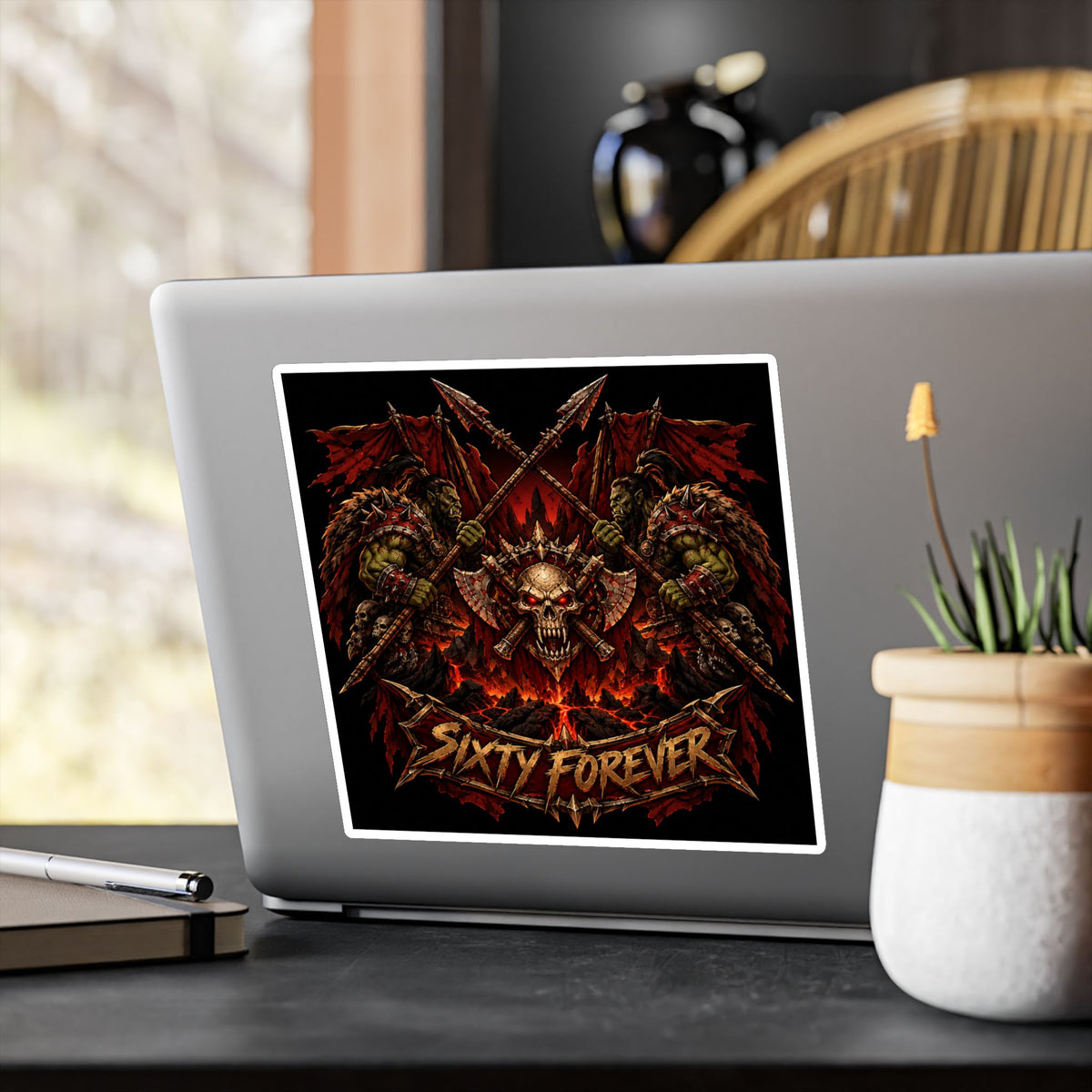 Sixty Forever – Skull & Axes – Sticker