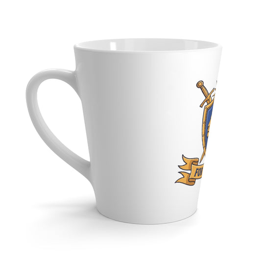 Latte Mug — "For The King" Lion Crest Ceramic Coffee Mug