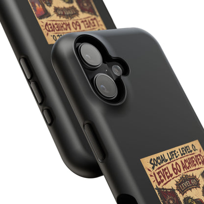 Phone Case — 'Social Life: Level 0 — Level 60 Achieved (Skull Banner)' Heavy-Duty Impact-Resistant Phone Case