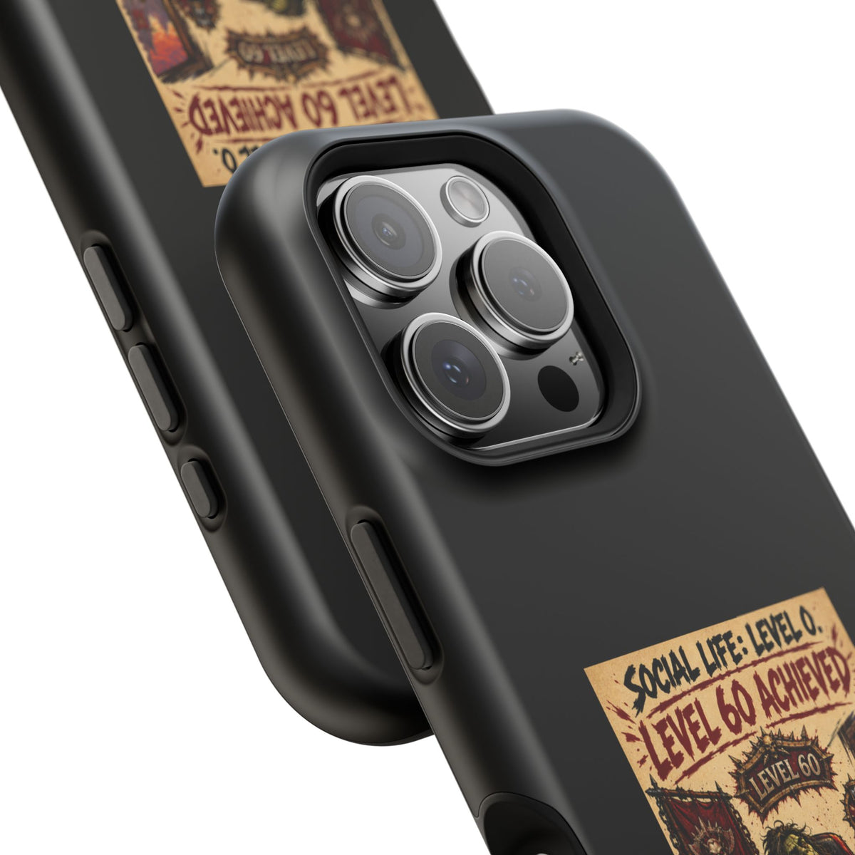 Phone Case — 'Social Life: Level 0 — Level 60 Achieved (Skull Banner)' Heavy-Duty Impact-Resistant Phone Case