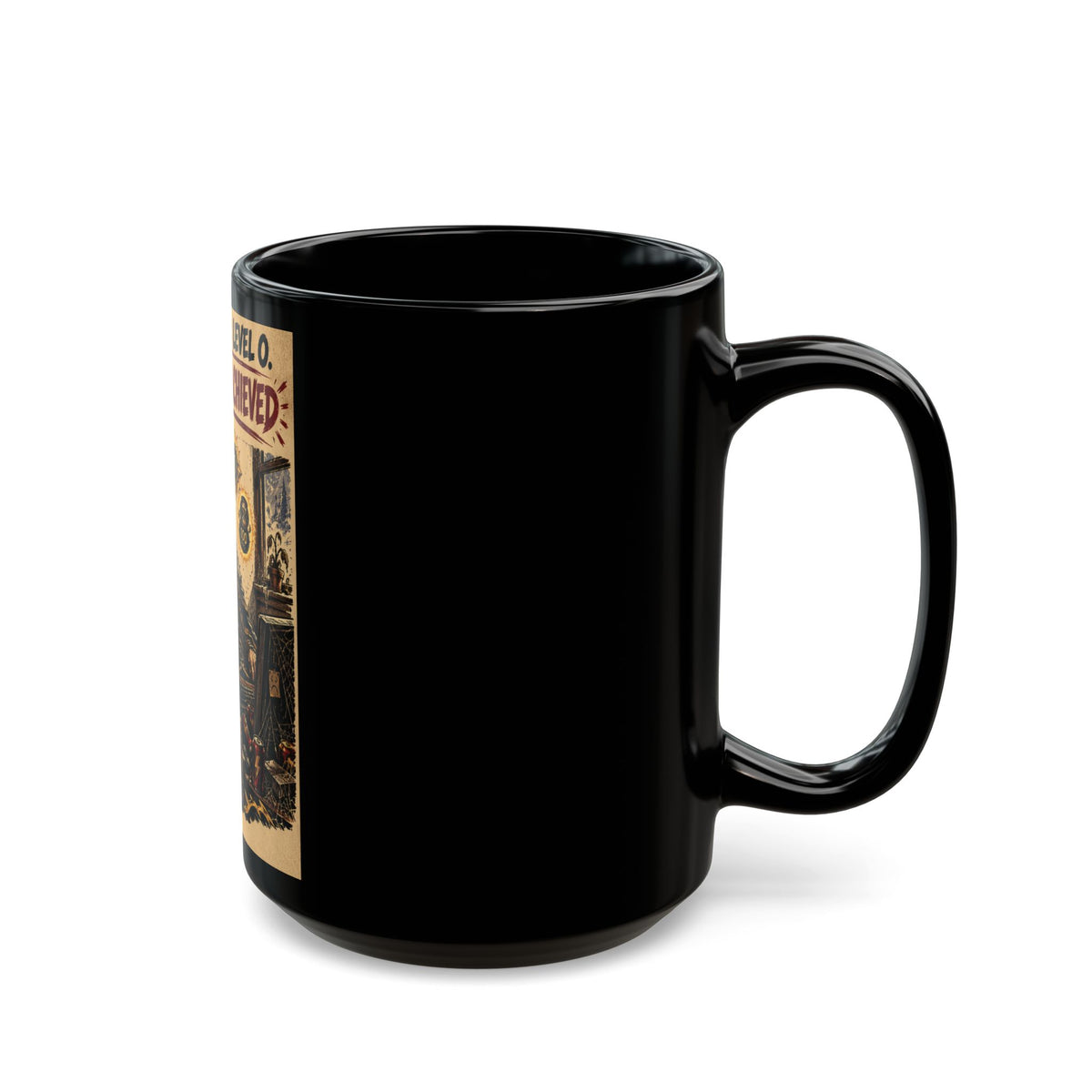 Social Life: Level 0 — Level 60 Achieved (Lion Banner) – Black Mug (11oz & 15oz)