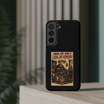 Phone Case — 'Social Life: Level 0 — Level 60 Achieved (Lion Banner)' Heavy-Duty Impact-Resistant Phone Case