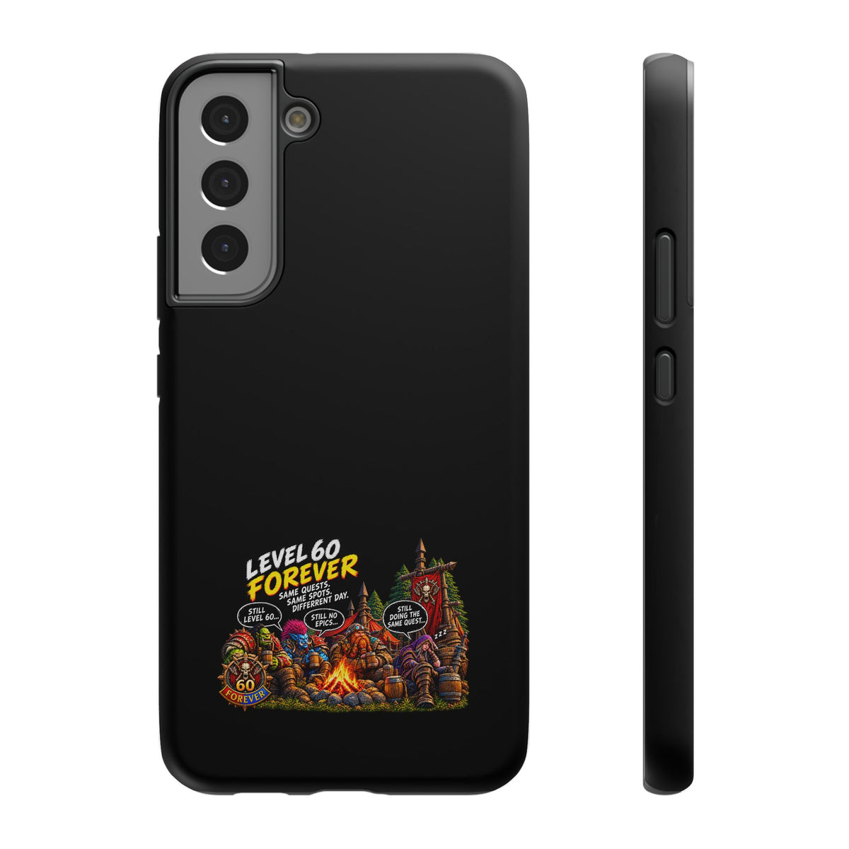 Phone Case — 'Level 60 Forever Campfire' Heavy-Duty Impact-Resistant Phone Case