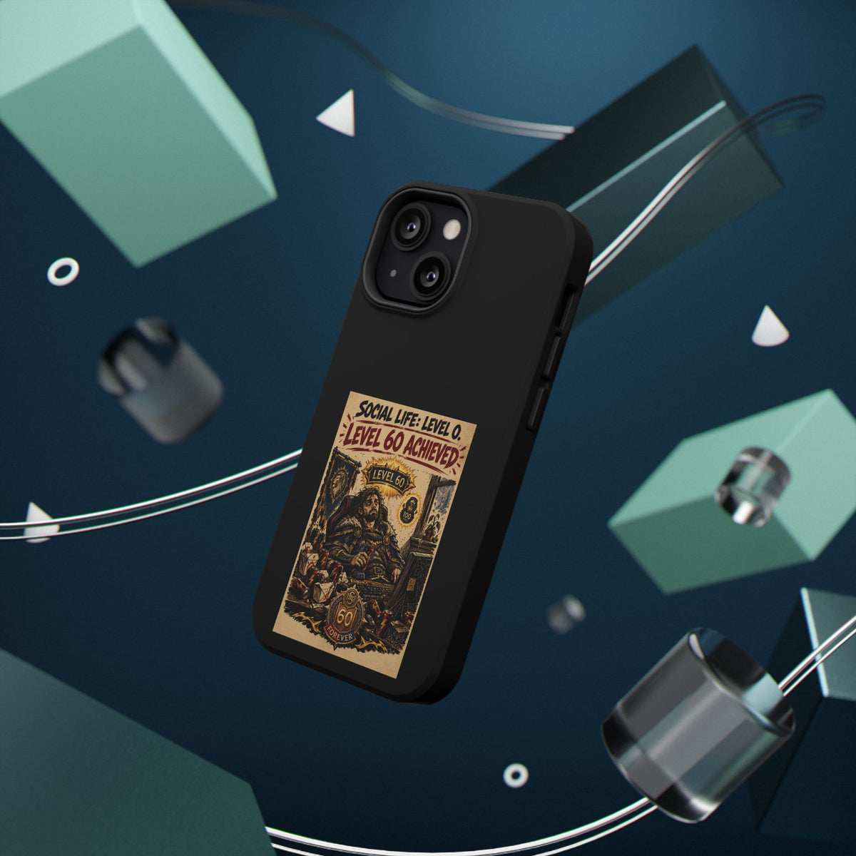 Phone Case — 'Social Life: Level 0 — Level 60 Achieved (Lion Banner)' Heavy-Duty Impact-Resistant Phone Case