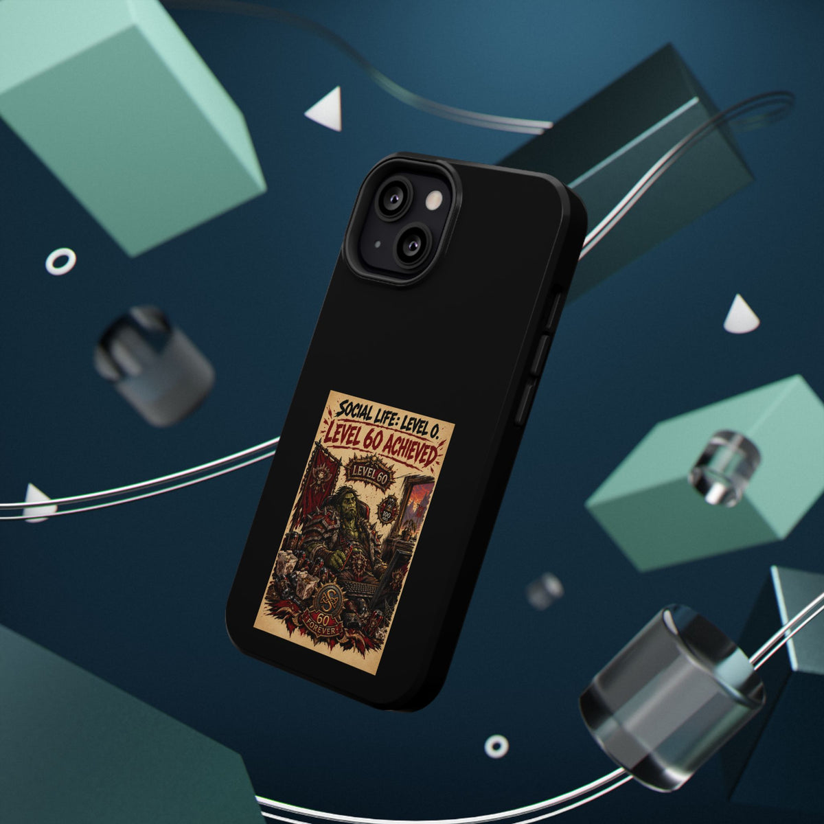 Phone Case — 'Social Life: Level 0 — Level 60 Achieved (Skull Banner)' Heavy-Duty Impact-Resistant Phone Case