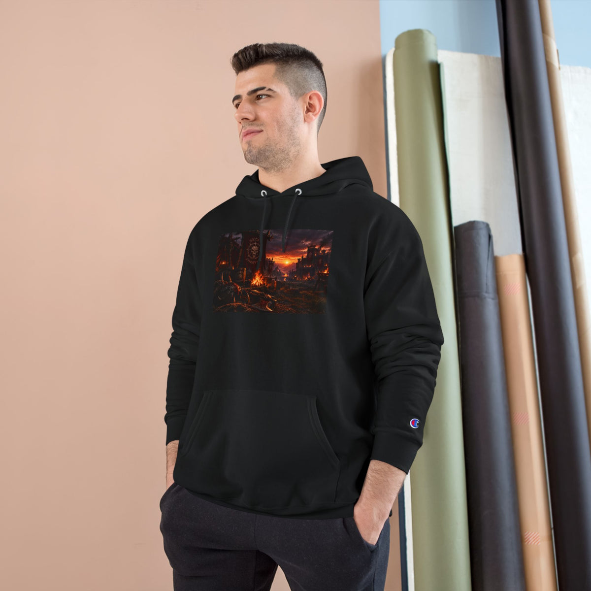 Champion Hoodie — Sunset Cityscape Graphic Hoodie