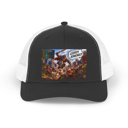 Trucker Hat — Retro 'Leeroy Jenkins!' Gaming Meme Patch
