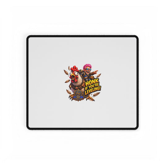 Gaming Desk Mat – "Honk If You're Leveling" Chicken & Gamer Design