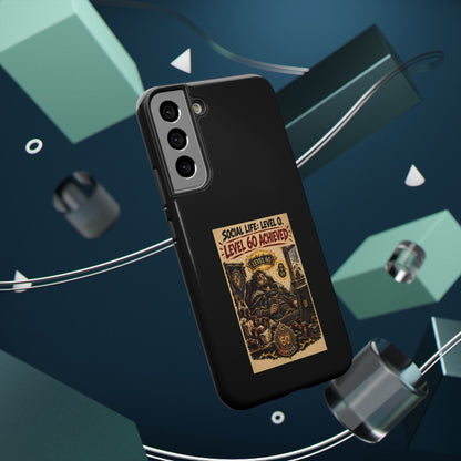 Phone Case — 'Social Life: Level 0 — Level 60 Achieved (Lion Banner)' Heavy-Duty Impact-Resistant Phone Case