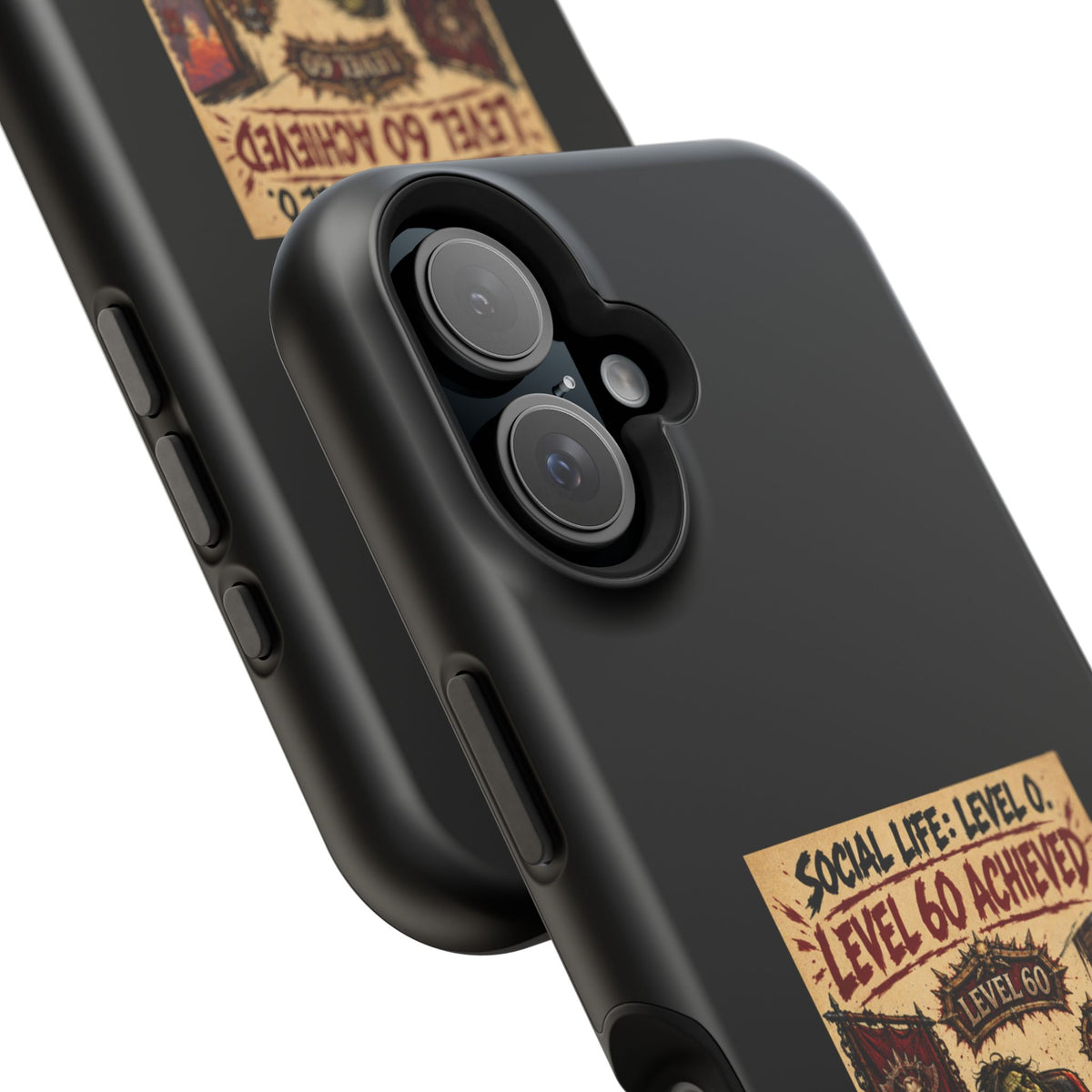 Phone Case — 'Social Life: Level 0 — Level 60 Achieved (Skull Banner)' Heavy-Duty Impact-Resistant Phone Case