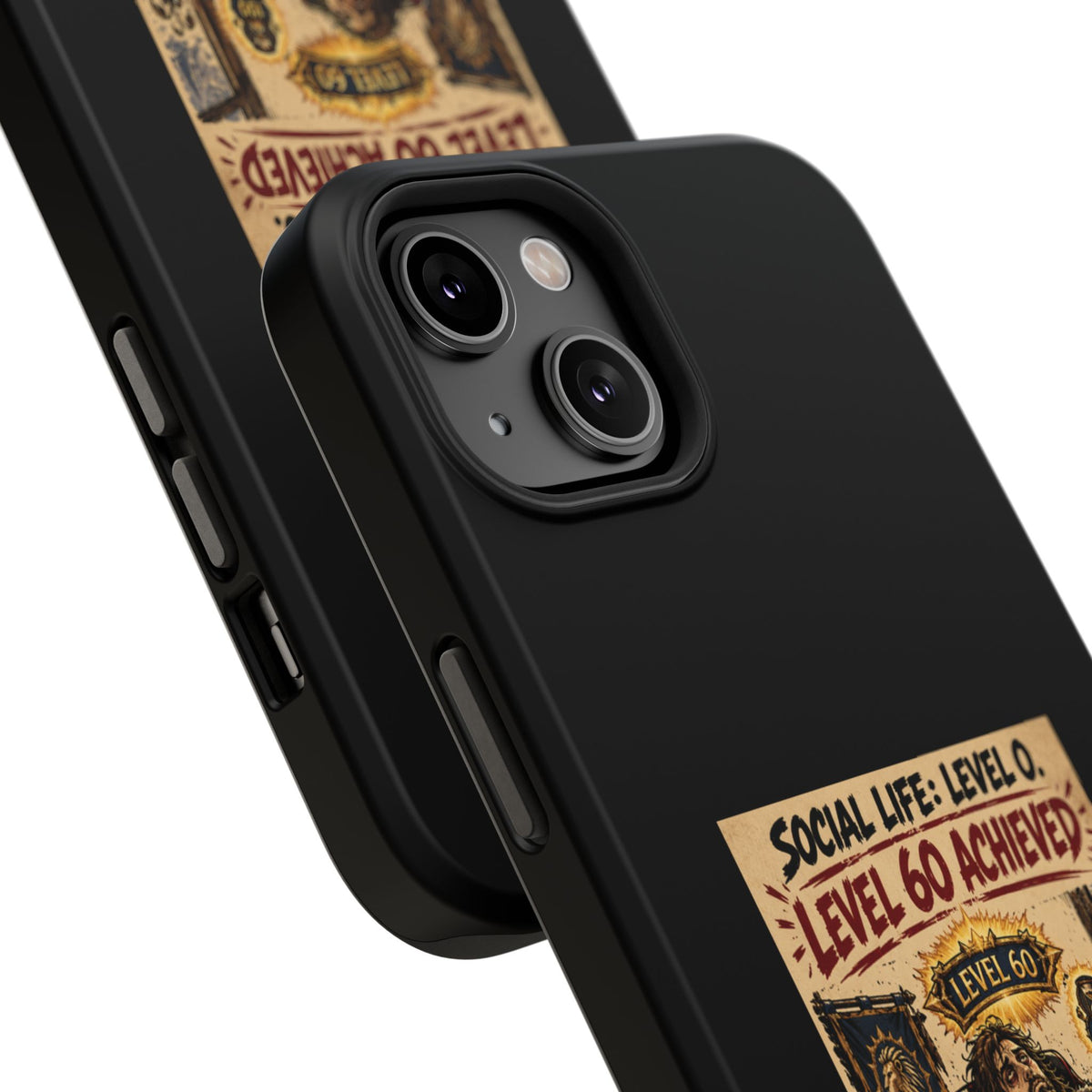 Phone Case — 'Social Life: Level 0 — Level 60 Achieved (Lion Banner)' Heavy-Duty Impact-Resistant Phone Case