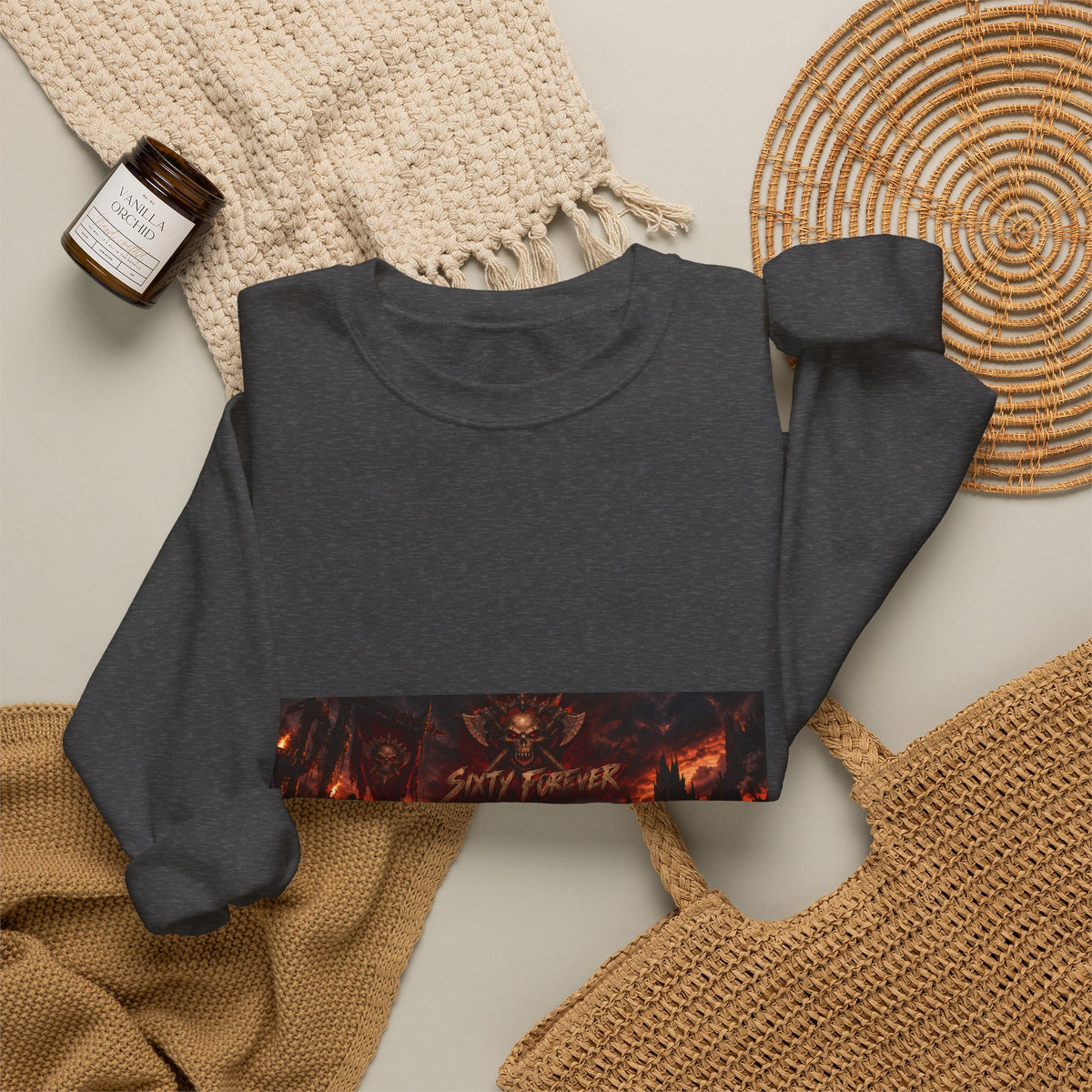 Crewneck Sweatshirt — Dark Fantasy 'Enjoy The Flames' Graphic