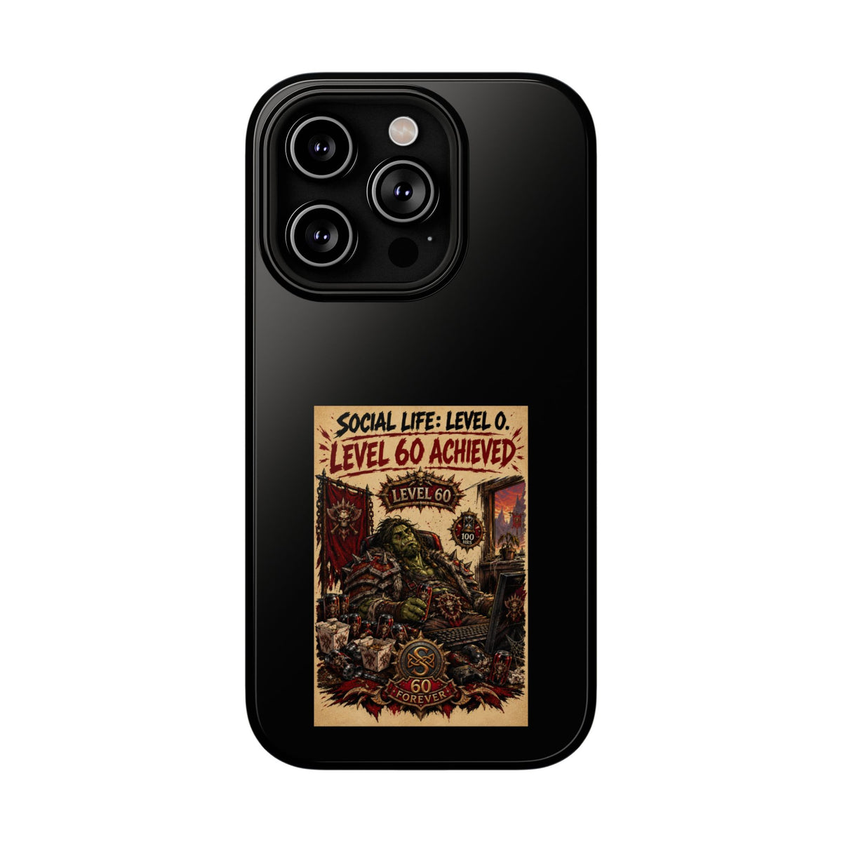 Phone Case — 'Social Life: Level 0 — Level 60 Achieved (Skull Banner)' Heavy-Duty Impact-Resistant Phone Case