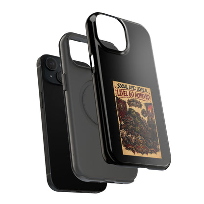 Phone Case — 'Social Life: Level 0 — Level 60 Achieved (Skull Banner)' Heavy-Duty Impact-Resistant Phone Case