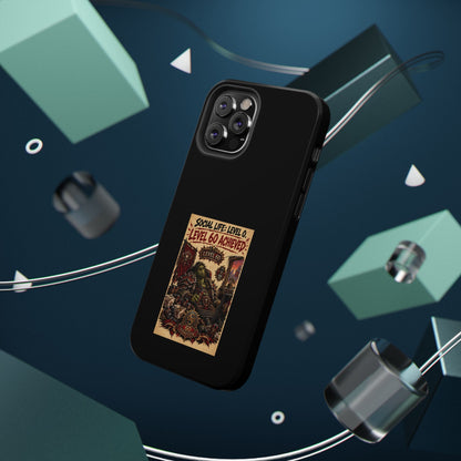 Phone Case — 'Social Life: Level 0 — Level 60 Achieved (Skull Banner)' Heavy-Duty Impact-Resistant Phone Case