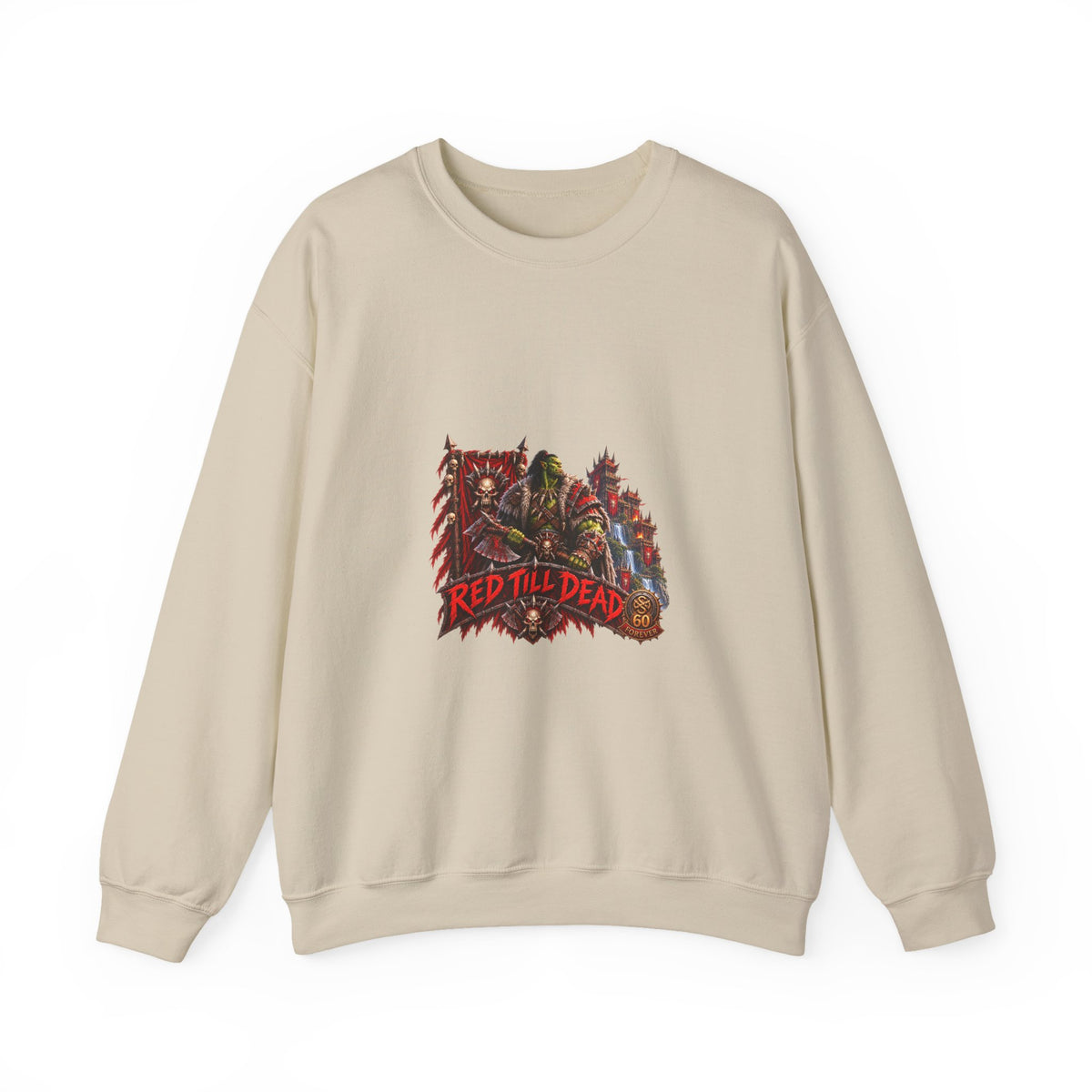 Red Till Dead Graphic Sweatshirt — Gothic Skeleton Horror Crewneck