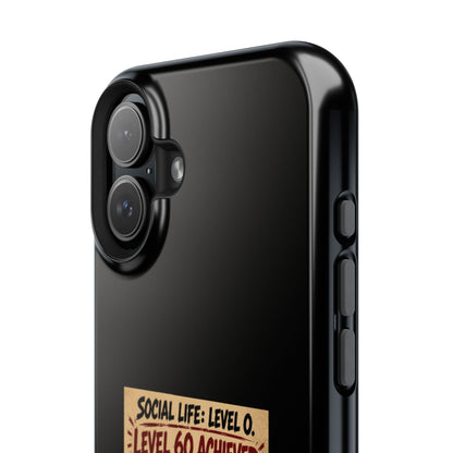 Phone Case — 'Social Life: Level 0 — Level 60 Achieved (Lion Banner)' Heavy-Duty Impact-Resistant Phone Case
