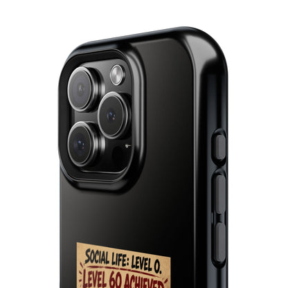 Phone Case — 'Social Life: Level 0 — Level 60 Achieved (Lion Banner)' Heavy-Duty Impact-Resistant Phone Case