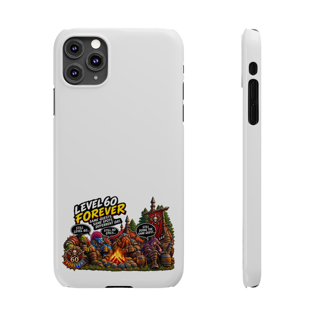 Level 60 Forever Slim Phone Case — Retro RPG Camping Gamer Design