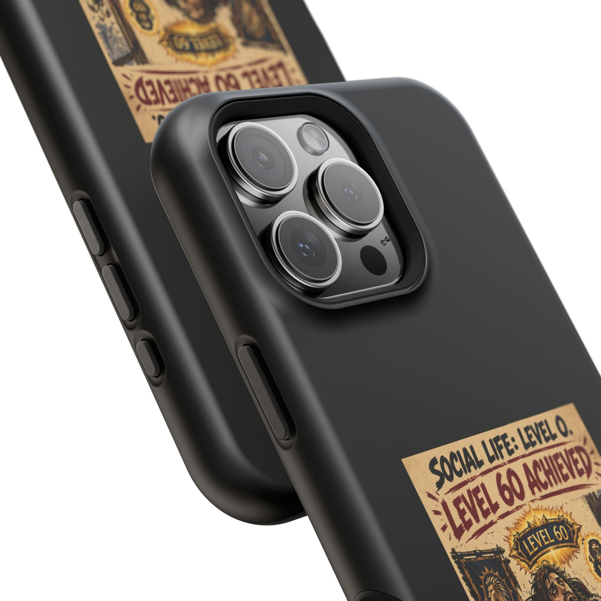 Phone Case — 'Social Life: Level 0 — Level 60 Achieved (Lion Banner)' Heavy-Duty Impact-Resistant Phone Case