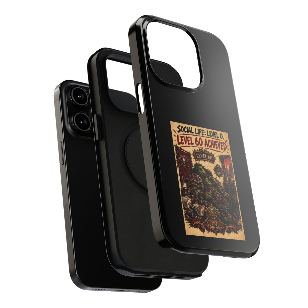 Phone Case — 'Social Life: Level 0 — Level 60 Achieved (Skull Banner)' Heavy-Duty Impact-Resistant Phone Case