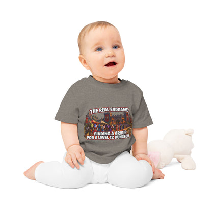 Baby T-Shirt – “The Real Endgame: Finding A Group For A Level 12 Dungeon” Gamer Onesie