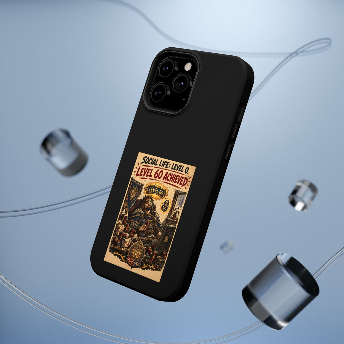 Phone Case — 'Social Life: Level 0 — Level 60 Achieved (Lion Banner)' Heavy-Duty Impact-Resistant Phone Case