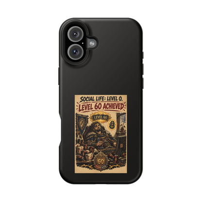 Phone Case — 'Social Life: Level 0 — Level 60 Achieved (Lion Banner)' Heavy-Duty Impact-Resistant Phone Case