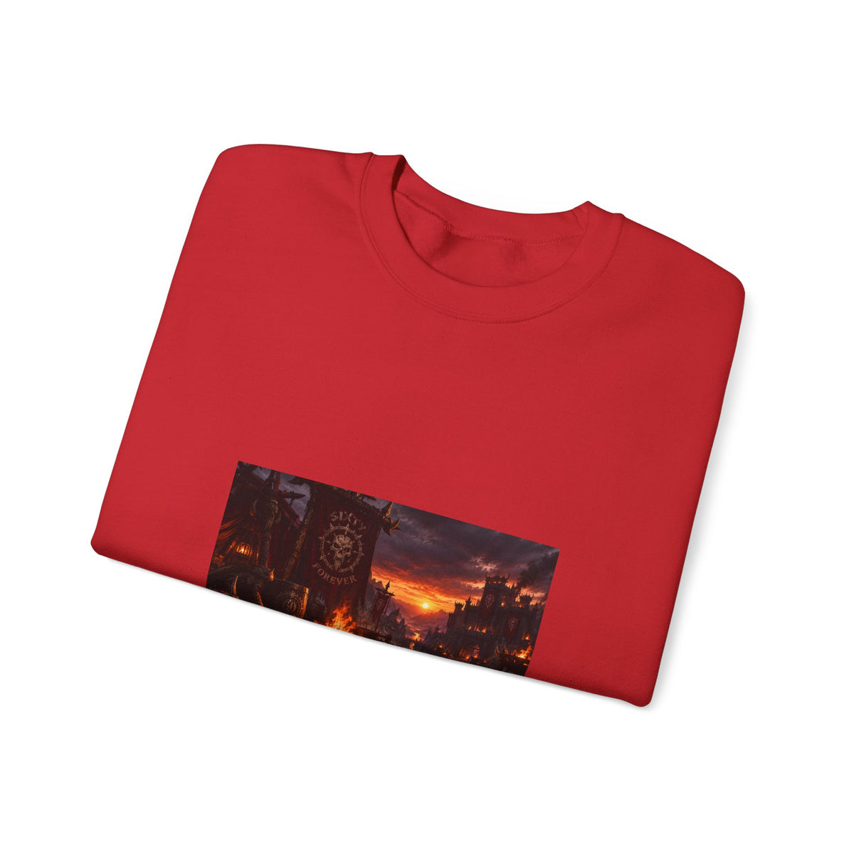 Apocalyptic Cityscape Crewneck Sweatshirt — Dystopian Sunset Graphic