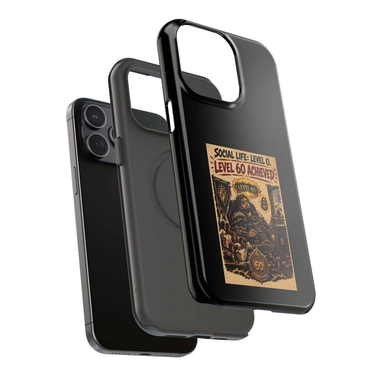 Phone Case — 'Social Life: Level 0 — Level 60 Achieved (Lion Banner)' Heavy-Duty Impact-Resistant Phone Case