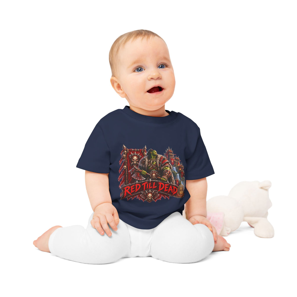 Baby T-Shirt — "Red Till Dead" Fantasy Orc & Warrior Graphic Tee
