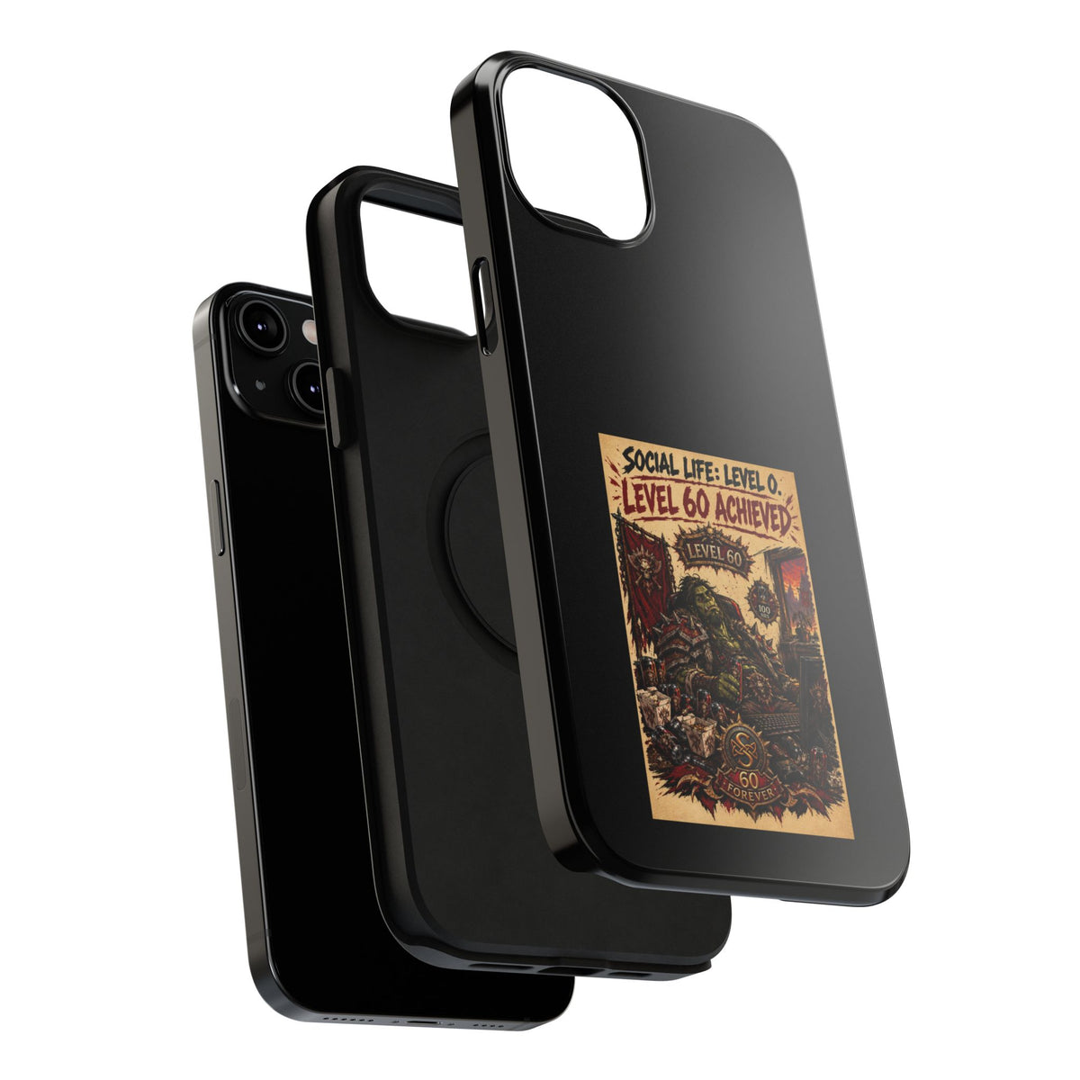 Phone Case — 'Social Life: Level 0 — Level 60 Achieved (Skull Banner)' Heavy-Duty Impact-Resistant Phone Case