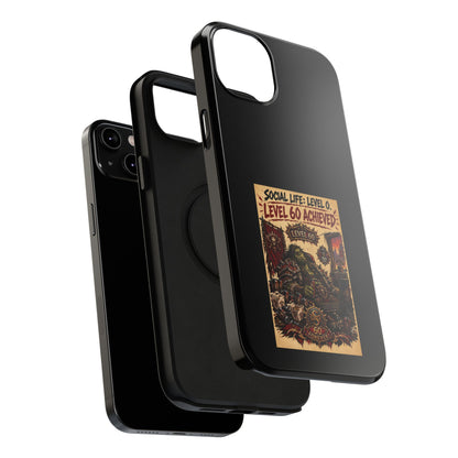 Phone Case — 'Social Life: Level 0 — Level 60 Achieved (Skull Banner)' Heavy-Duty Impact-Resistant Phone Case