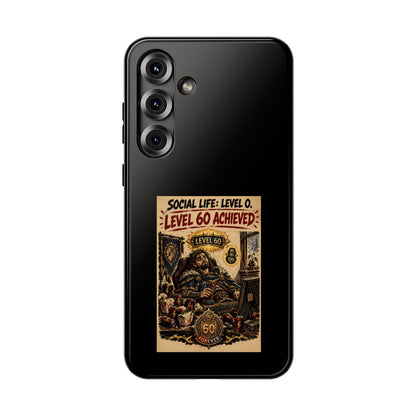 Phone Case — 'Social Life: Level 0 — Level 60 Achieved (Lion Banner)' Heavy-Duty Impact-Resistant Phone Case