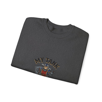 Crewneck Sweatshirt — "My Tank Is My Husband" RPG Gamer Graphic