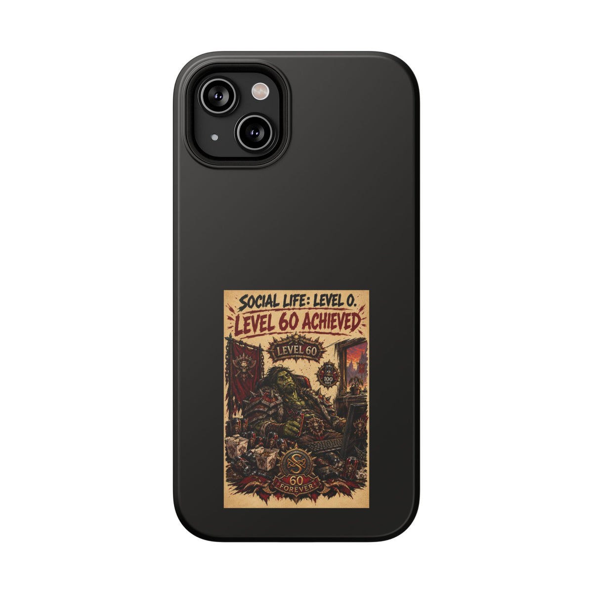 Phone Case — 'Social Life: Level 0 — Level 60 Achieved (Skull Banner)' Heavy-Duty Impact-Resistant Phone Case