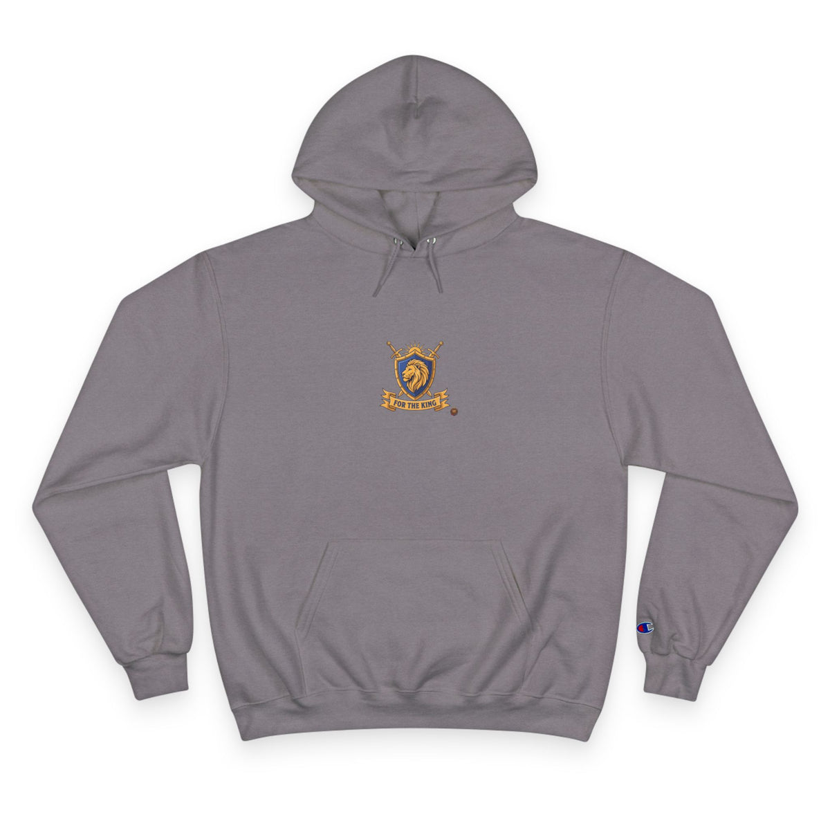 Champion Hoodie — Small Gold Crest Logo Athletic Pullover