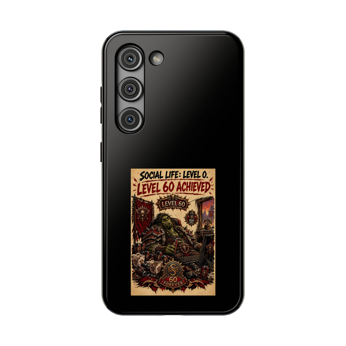 Phone Case — 'Social Life: Level 0 — Level 60 Achieved (Skull Banner)' Heavy-Duty Impact-Resistant Phone Case