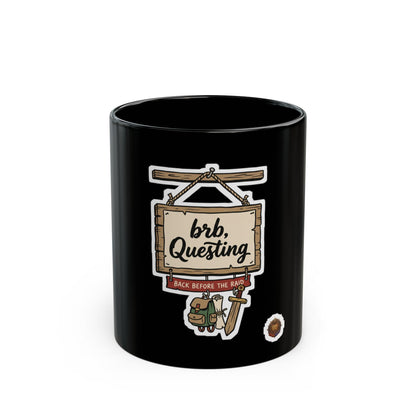 brb, Questing – Black Mug (11oz & 15oz)