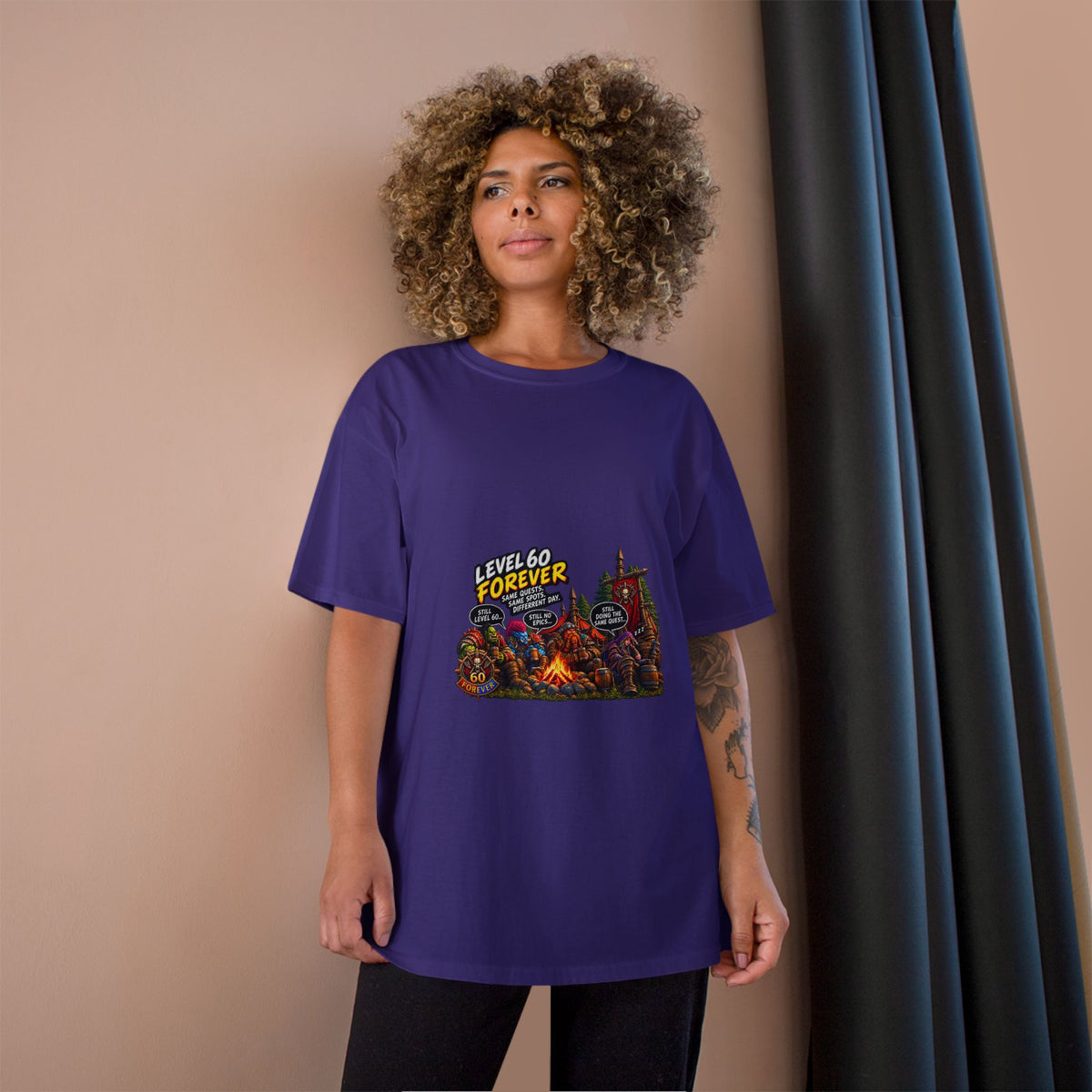 Level 60 Forever T-Shirt – Retro RPG Campfire Gamer Tee