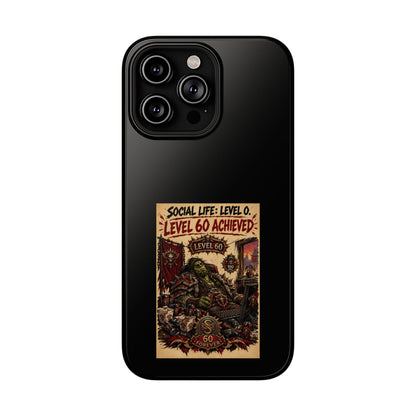 Phone Case — 'Social Life: Level 0 — Level 60 Achieved (Skull Banner)' Heavy-Duty Impact-Resistant Phone Case