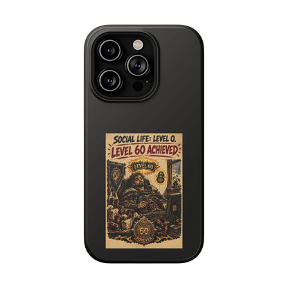 Phone Case — 'Social Life: Level 0 — Level 60 Achieved (Lion Banner)' Heavy-Duty Impact-Resistant Phone Case