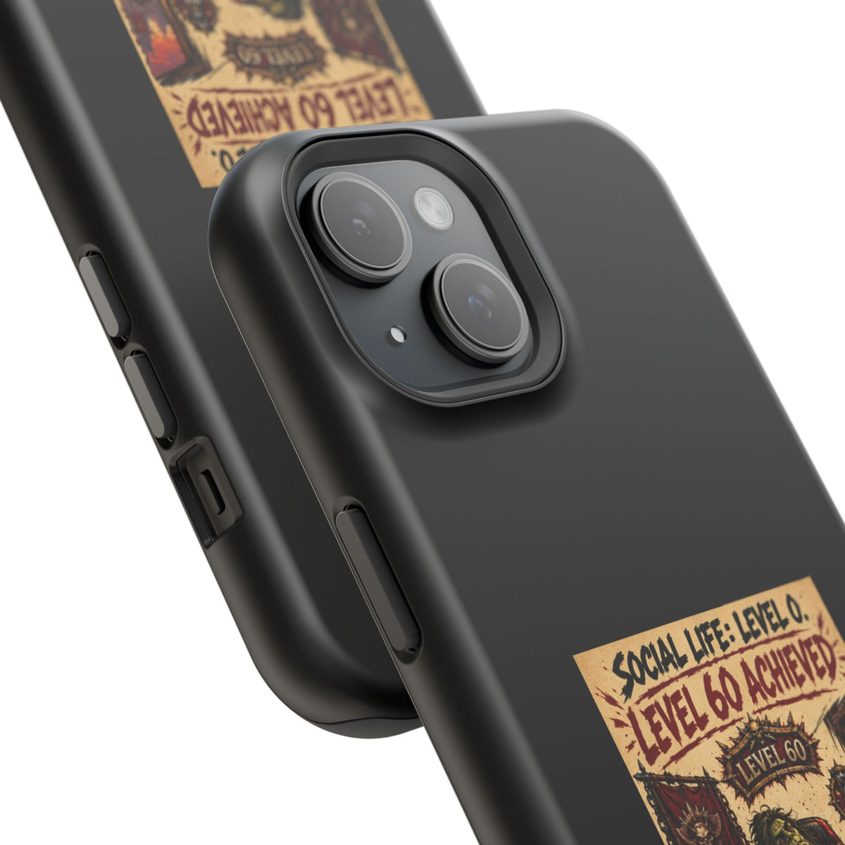 Phone Case — 'Social Life: Level 0 — Level 60 Achieved (Skull Banner)' Heavy-Duty Impact-Resistant Phone Case