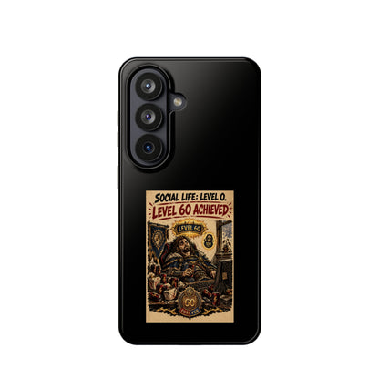 Phone Case — 'Social Life: Level 0 — Level 60 Achieved (Lion Banner)' Heavy-Duty Impact-Resistant Phone Case