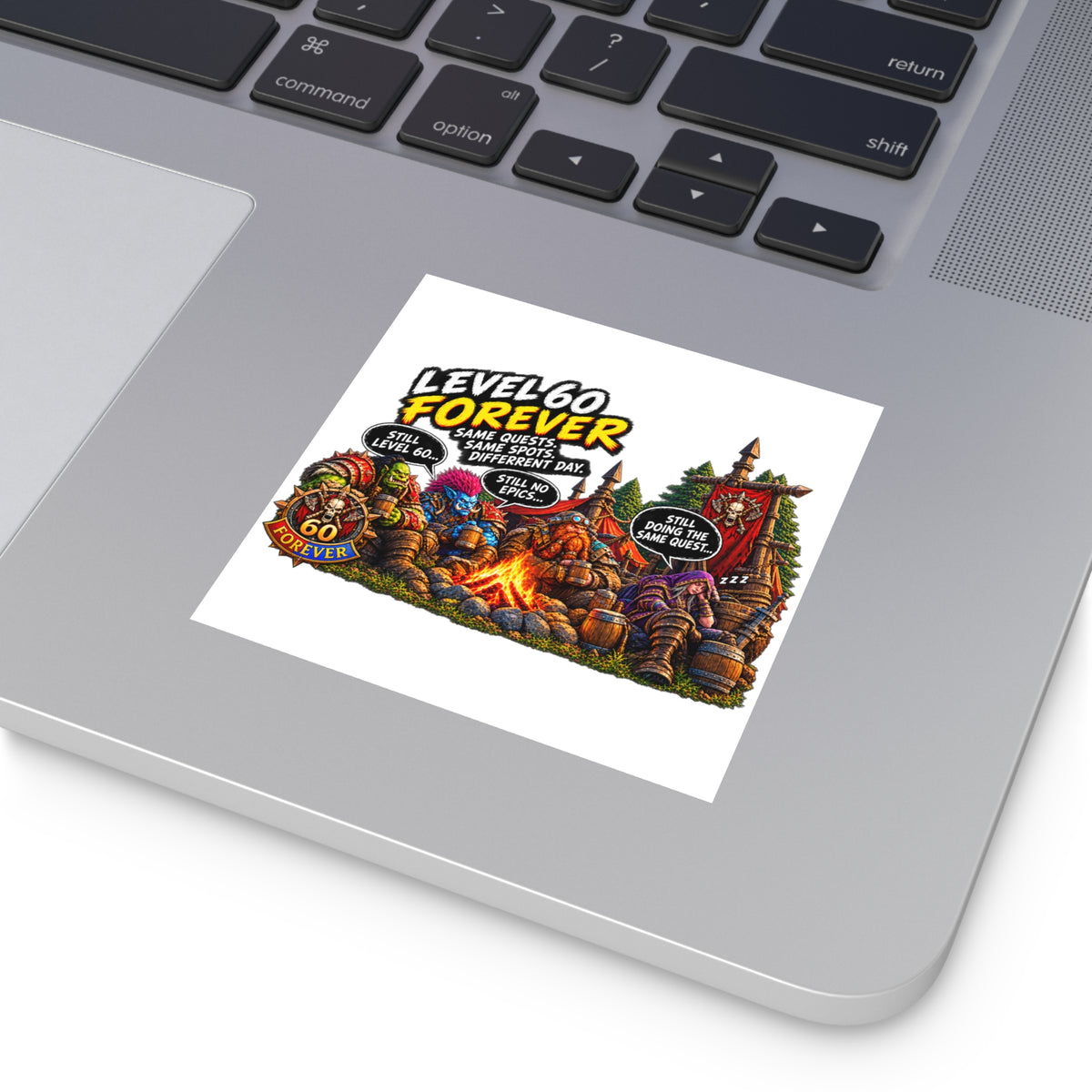 Gaming Sticker — "Can't Move Out of the Fire, It Would Lower My DPS" Square Vinyl Sticker