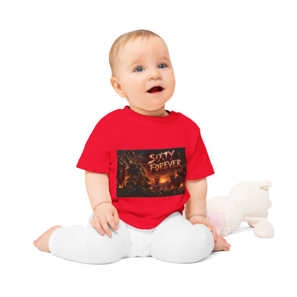 Baby Tee — "Sixty Forever" Fiery Monster Graphic