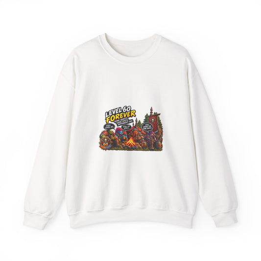 Crewneck Sweatshirt — "Level 60 Forever" Gamer Campfire Design