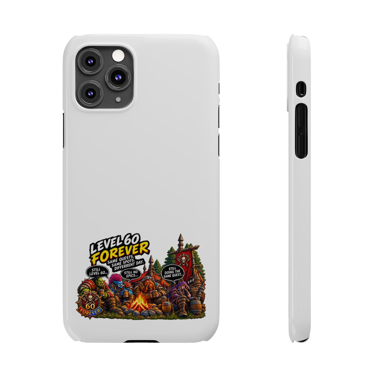 Level 60 Forever Slim Phone Case — Retro RPG Camping Gamer Design