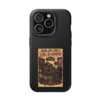 Phone Case — 'Social Life: Level 0 — Level 60 Achieved (Skull Banner)' Heavy-Duty Impact-Resistant Phone Case