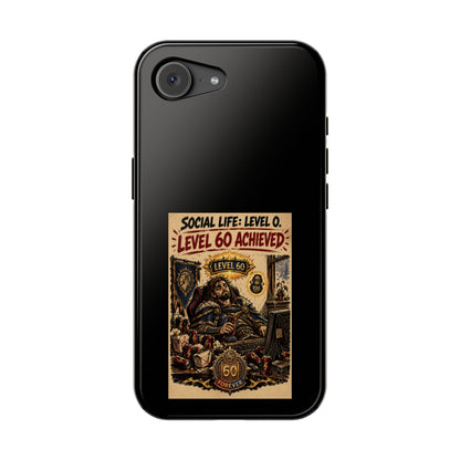 Phone Case — 'Social Life: Level 0 — Level 60 Achieved (Lion Banner)' Heavy-Duty Impact-Resistant Phone Case